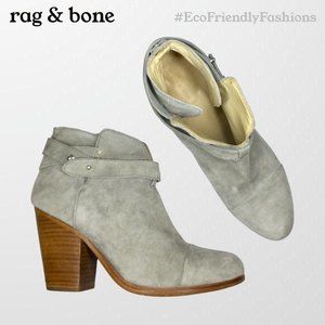 Rag & Bone Womens Grey Suede Harrow Almond Toe Booties Boots Size 38.5